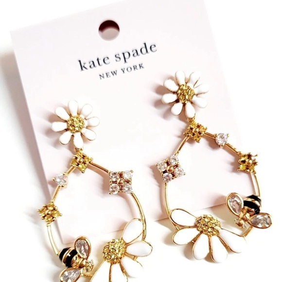 KATE SPADE • Dazzling Daisies Bee Statement Hoop Earrings - Picture 5 of 5
